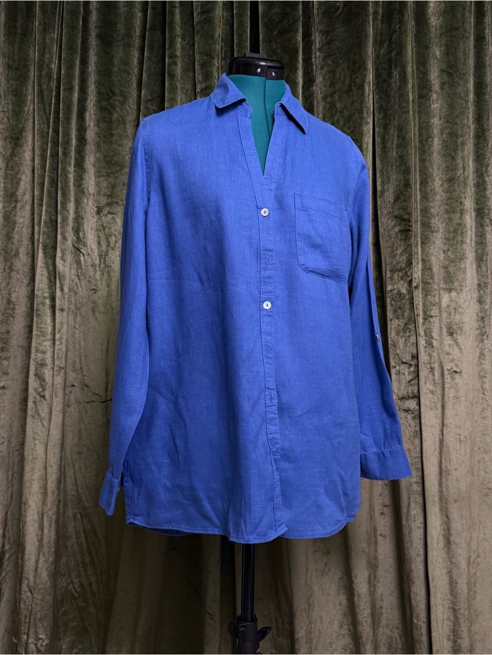 Blue Casual Button-Down Shirt